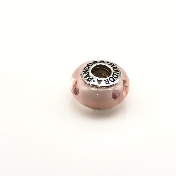 Pandora Light Pink Polka Dot Murano Glass Charm - Picture 3 of 5
